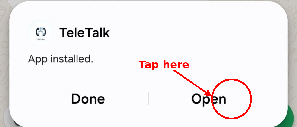 Tap Open to launch TeleTalk