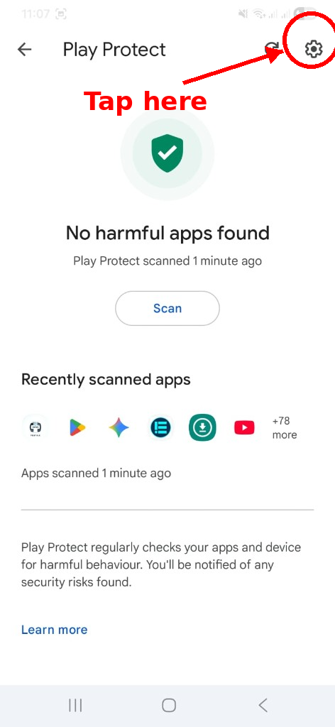 Tap the settings gear icon