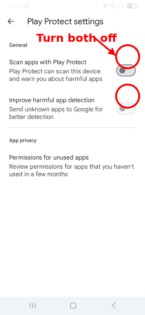 Turn off both toggles