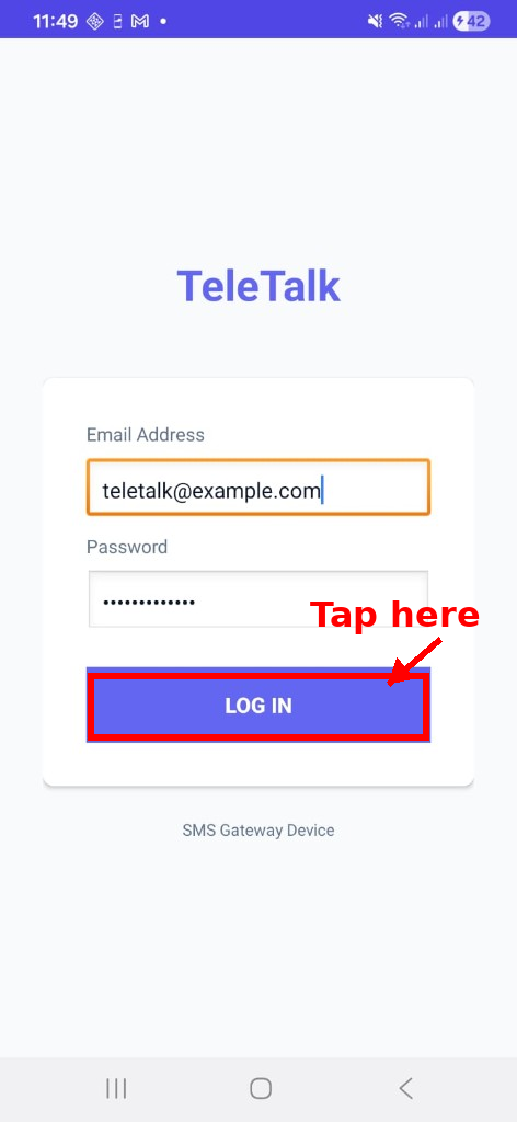 TeleTalk login screen